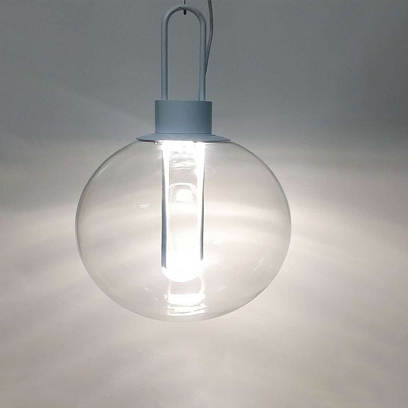 Contemporary Clear Glass Sphere Pendant Lighting - 1 Light White/Black Hanging Lamp Fixture For