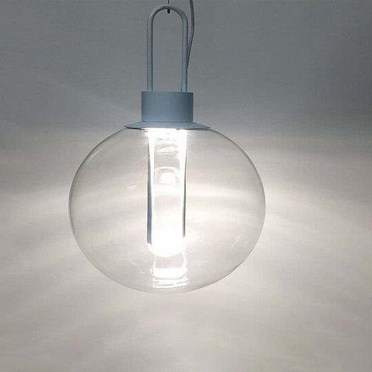 Contemporary Clear Glass Sphere Pendant Lighting - 1 Light White/Black Hanging Lamp Fixture For