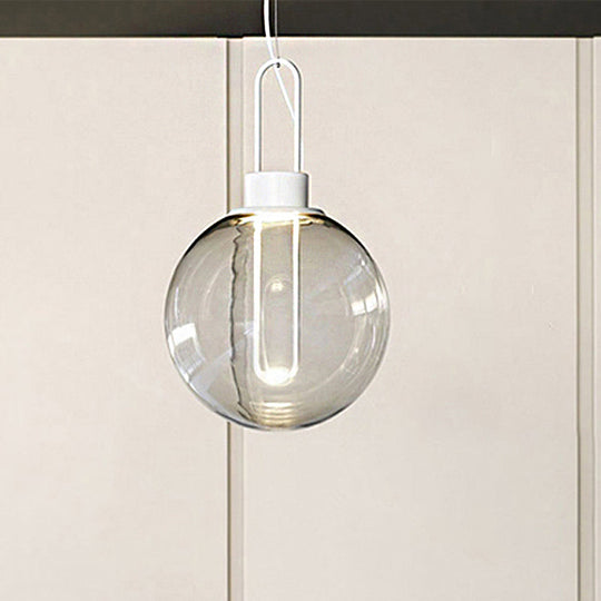 Contemporary Clear Glass Sphere Pendant Light - Elegant 1-Light White/Black Hanging Lamp For