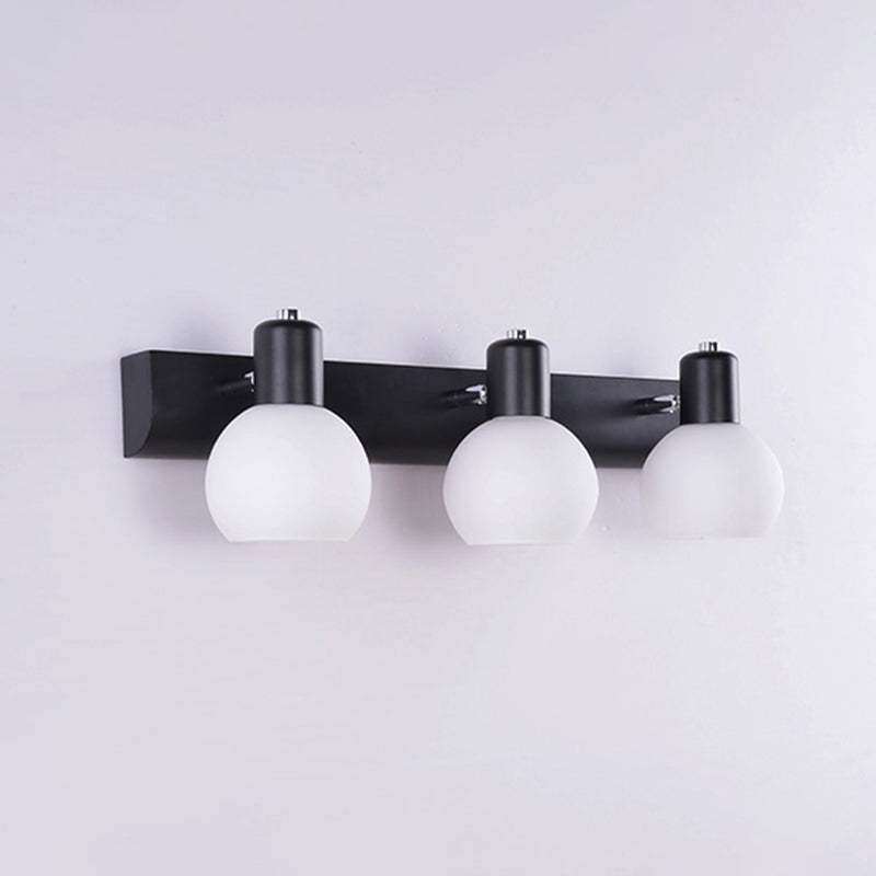 Sleek Dome Vanity Light Fixture: Opal Glass Wall Mounted Lighting 3 / Black