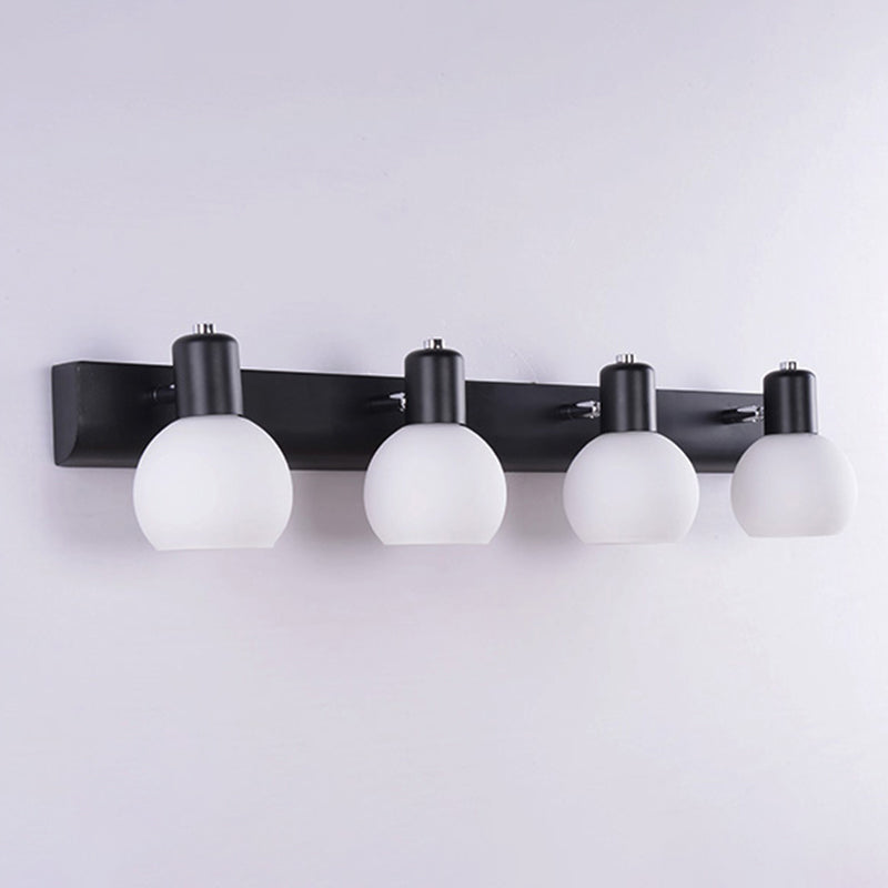 Sleek Dome Vanity Light Fixture: Opal Glass Wall Mounted Lighting 4 / Black