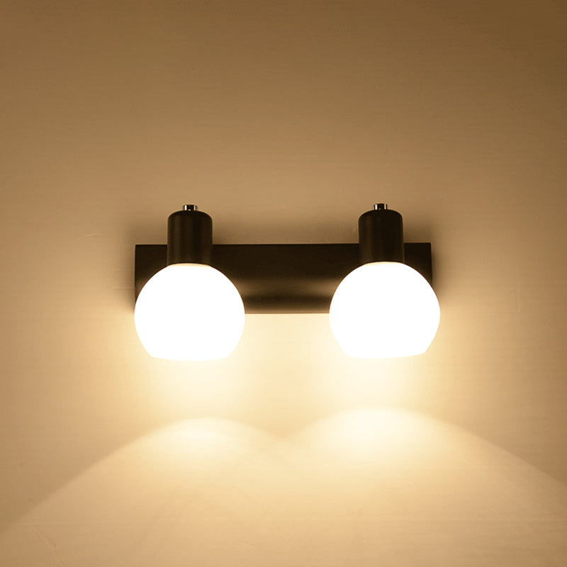 Sleek Dome Vanity Light Fixture: Opal Glass Wall Mounted Lighting