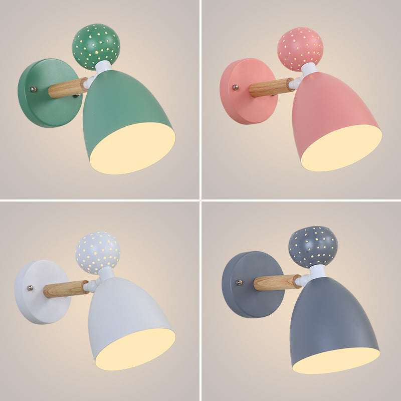 Macaron Bell Wall Mount Light Metal 2-Light Bedside Sconce With Star Cutouts - Creative Design