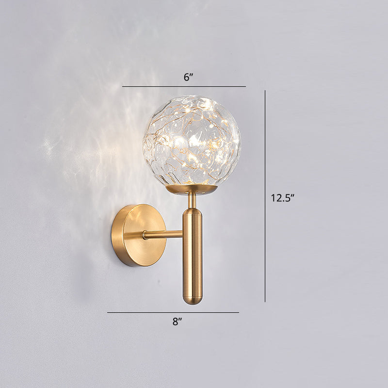 Postmodern Ball Led Starry Wall Sconce With Glass Shade - Bedroom Lighting