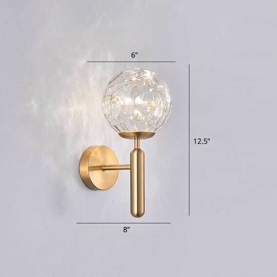 Postmodern Ball Led Starry Wall Sconce With Glass Shade - Bedroom Lighting