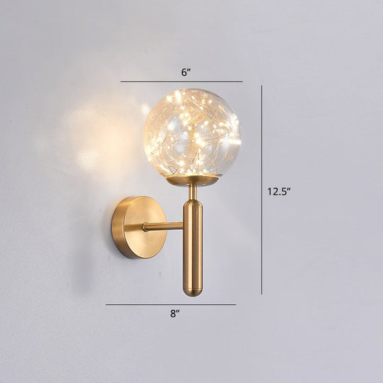 Postmodern Ball Led Starry Wall Sconce With Glass Shade - Bedroom Lighting
