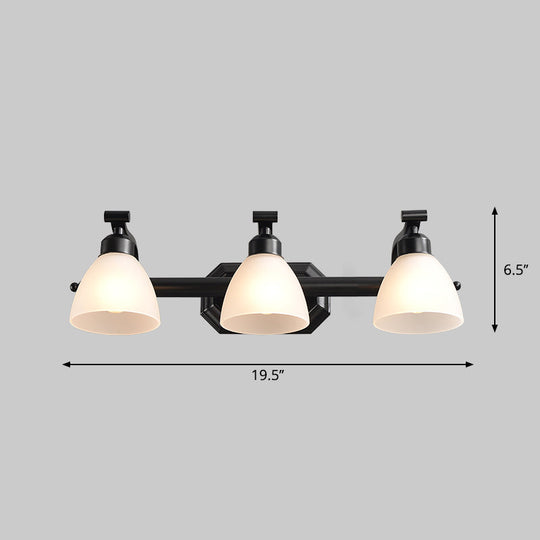 Black Finish Vanity Lamp - Countryside Opal Frosted Glass Bell Wall Sconce For Bathroom Lighting