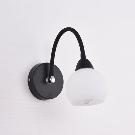 Retro Black Opaline Glass Wall Sconce: Ball Mounted Vanity Light For Bathroom 1 / Globe