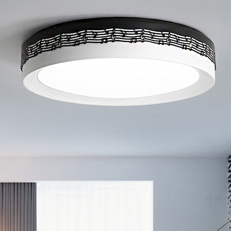 Contemporary Led Ceiling Lamp In Black Round 18’/22’/30’ Dia Flush Mount With Warm/White