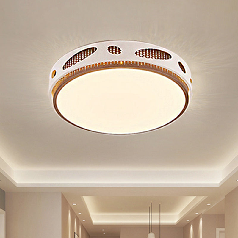 Round Led White Flushmount Ceiling Light Fixture With Simplicity Acrylic Warm/White Lighting