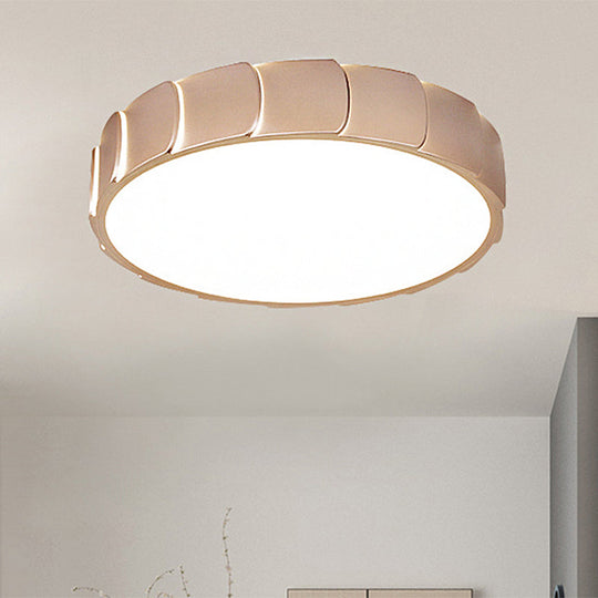 Rose Gold Led Flush Mount Ceiling Light With Acrylic Shade In Warm/White