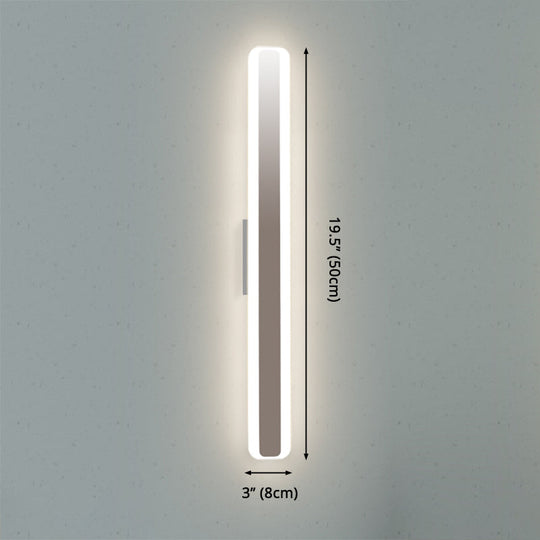 Modern Led Vanity Light - 16/20 Wide Acrylic Shade White Rectangular Mirror Lamp Warm/White