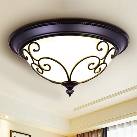 Bowl Bedroom Flush Mount Lamp - Classic Frosted Glass Led Ceiling Light White Warm/White