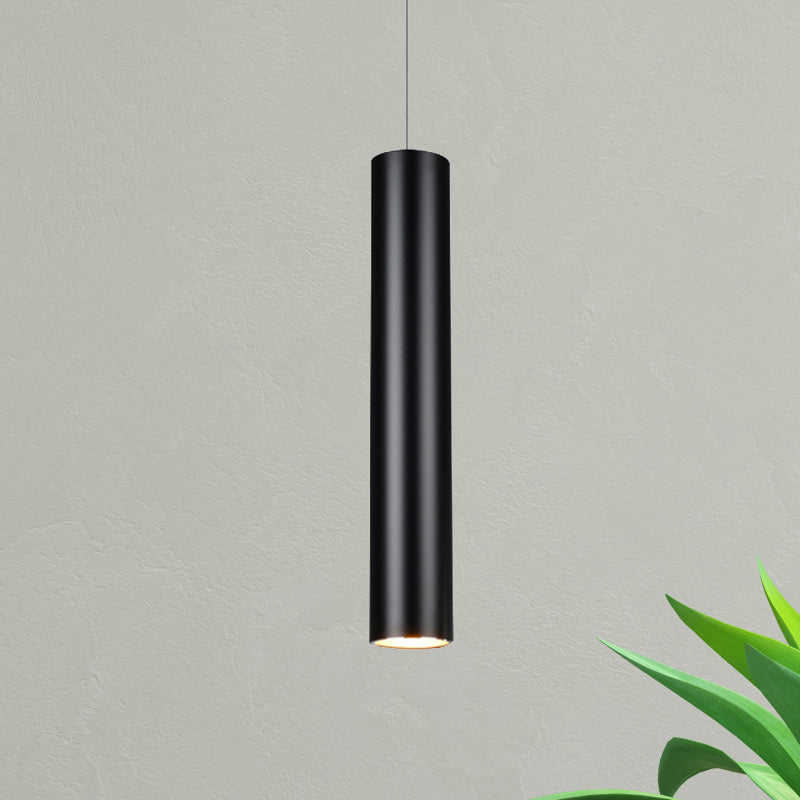 Cylinder Aluminum Pendant Lights - Minimalist Black Led Lighting For Dining Room (11’/19’/27’
