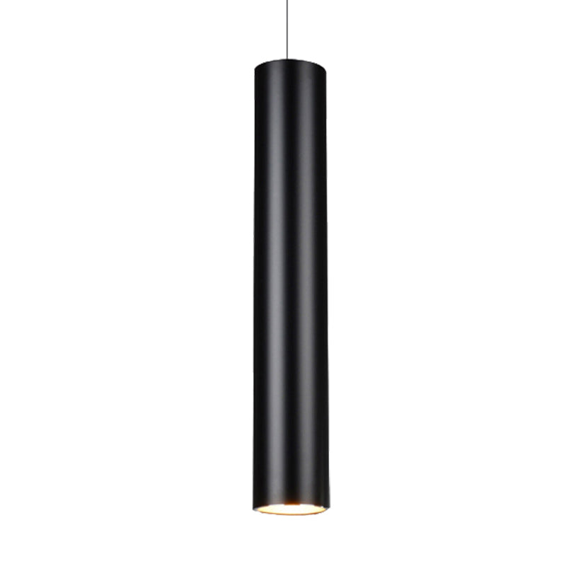Cylinder Aluminum Pendant Lights - Minimalist Black Led Lighting For Dining Room (11’/19’/27’