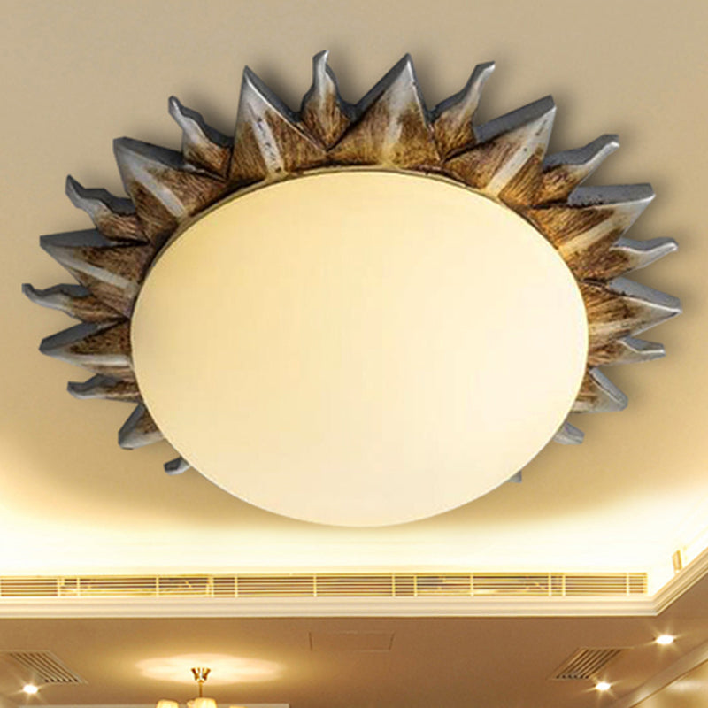 Traditional White Glass Flush Mount Ceiling Light For Dining Room - 1/3 Sunburst Lights Sizes 9’