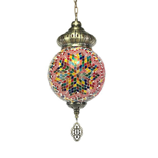 Retro Colorful Glass Sphere Suspension Light With 1/4 Hanging Lamp Heads - Ideal For Restaurants