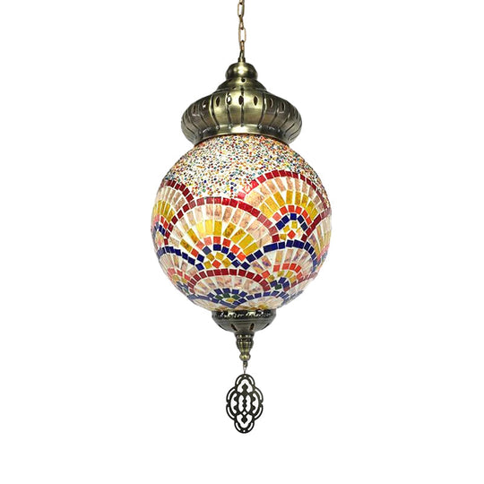 Retro Colorful Glass Sphere Suspension Light With 1/4 Hanging Lamp Heads - Ideal For Restaurants
