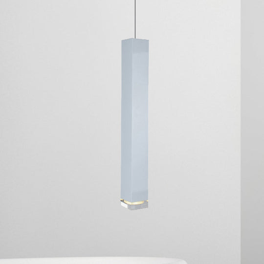Contemporary Metal Cuboid Suspension Light For Dining Room - Led Pendant In Black/White Size
