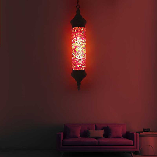 Retro Colorful Glass Bronze Tube Pendant Light - 1/4 Heads Ceiling Fixture For Living Room