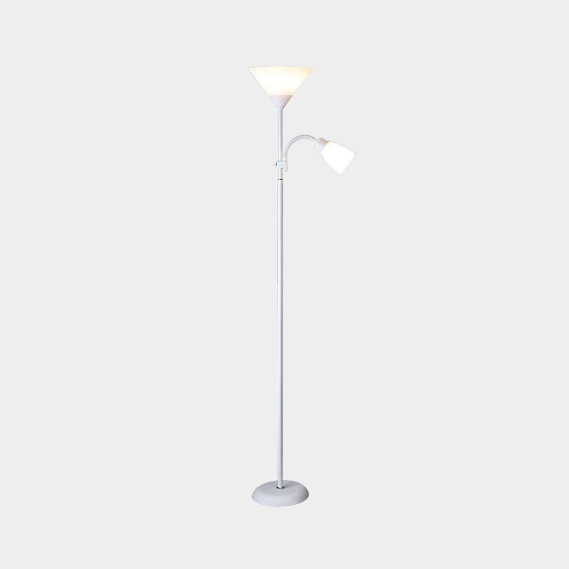 Country Living Room Acrylic Torchiere Floor Lamp With Flexible Arm 2 / White