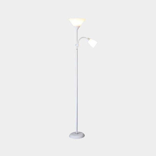 Country Living Room Acrylic Torchiere Floor Lamp With Flexible Arm 2 / White