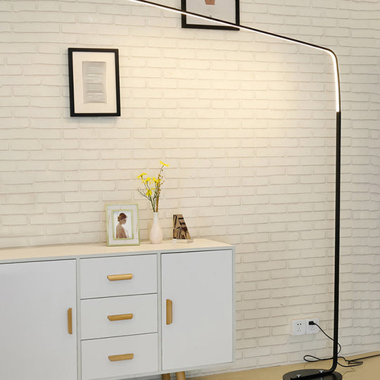 Modern Metal Linear Floor Lighting With Foot Switch - Sleek Led Standing Light