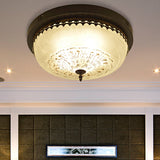 White Glass Flush Fixture With Traditional Design - 3/4 Lights Black Finish 14/18 Wide / 14