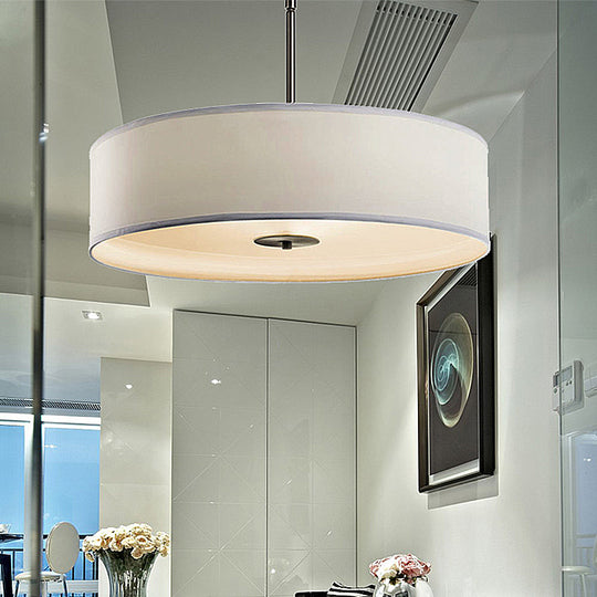 Traditional Drum Living Room Ceiling Light Fixture - Semi Mount White Fabric 4 Lights