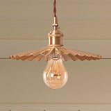 Vintage Industrial Scalloped Brass Pendant Light For Dining Table - 1-Head Metallic Hanging Lamp