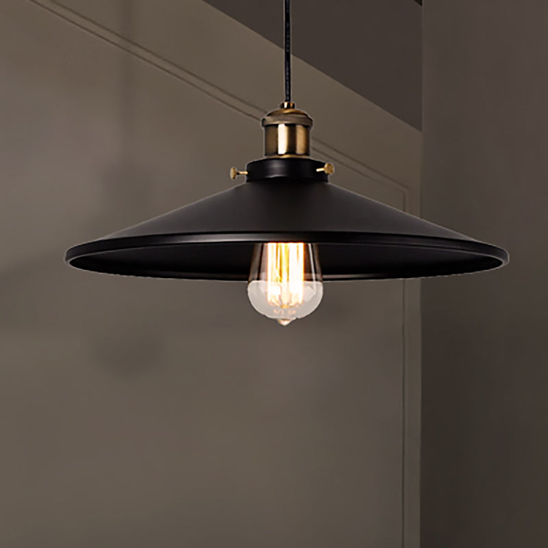 Stylish Metallic Saucer Pendant Ceiling Light For Foyer - Loft 8.5’/10’ Diameter 1 Head Black
