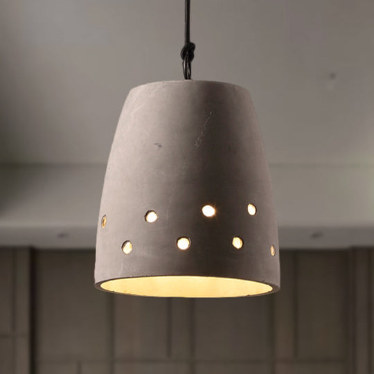 Industrial Domed Pendant Lighting In Grey - 1 Light Cement Ceiling Lamp