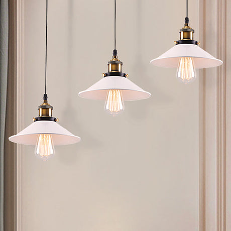 White Industrial Style Metal Pendant Light With 3 Conic Heads - Indoor Hanging Ceiling Fixture