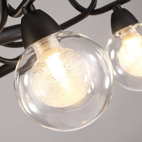Rustic Mini Ball Clear Glass Pendant Chandelier: 6/8-Light Black Fixture