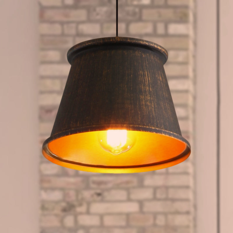 Vintage Style Pendant Light With Metal Shade | 1 Bulb Suspension Lighting For Dining Room In