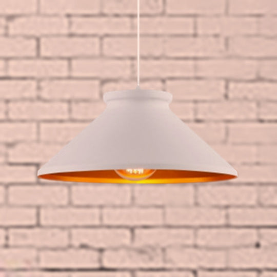 Vintage Style Pendant Light With Metal Shade | 1 Bulb Suspension Lighting For Dining Room In