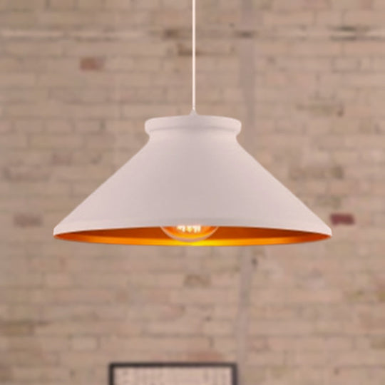 Vintage Style Pendant Light With Metal Shade | 1 Bulb Suspension Lighting For Dining Room In