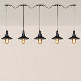 Vintage Industrial Black Iron Saucer Pendant Ceiling Light With Wire Connection - Pack Of 3/5 Bulbs