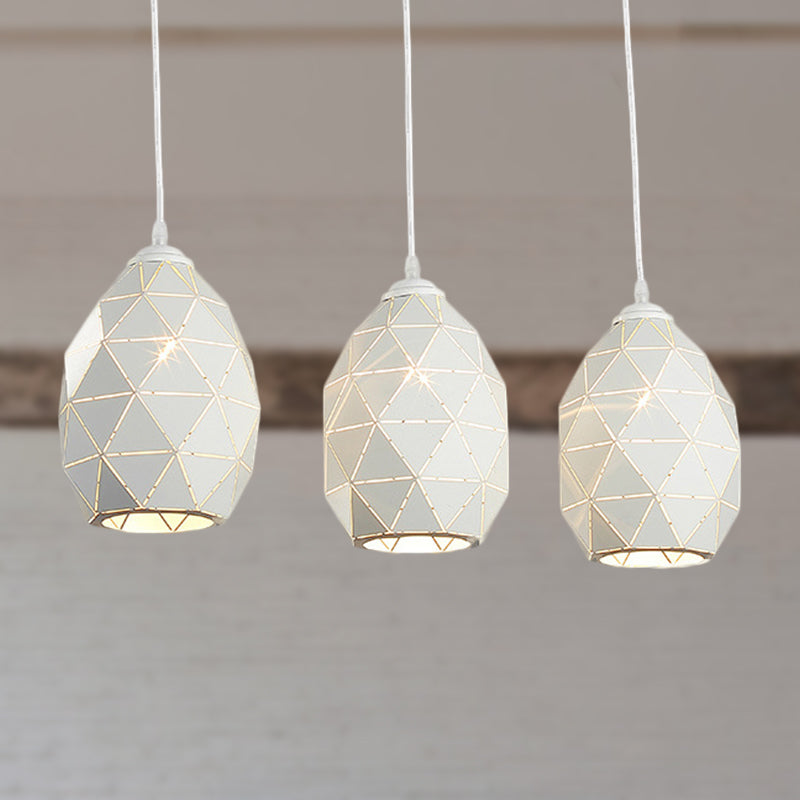 Modern White Geometric Metal Pendant Light - 3-Light Indoor Hanging Ceiling Fixture With