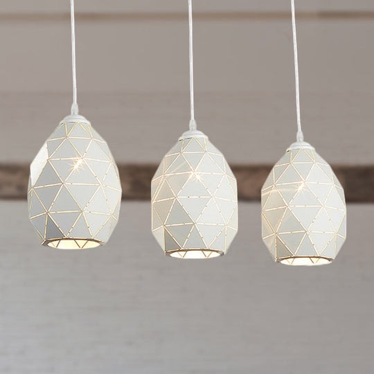 Modern Geometric Metal Pendant Light - White 3 Lights Indoor Hanging Ceiling Fixture