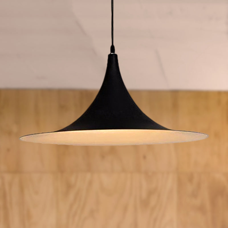 Contemporary Hanging Ceiling Light With Flared Shade - Metallic Pendant Lighting For Bedroom In