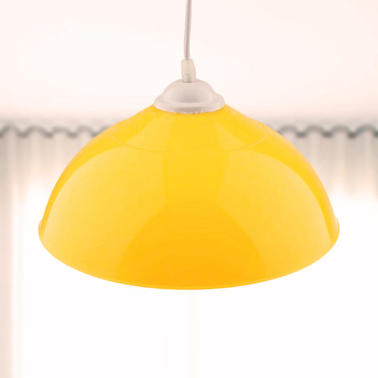 Modern Metallic Bowl Pendant Light - Polished Black/Grey Finish Yellow
