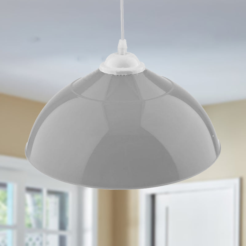 Modern Metallic Pendant Light In Polished Black/Grey - 1-Light Ceiling Hanging Fixture For Dining