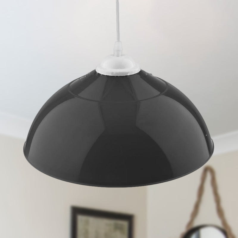 Modern Metallic Bowl Pendant Light - Polished Black/Grey Finish Black