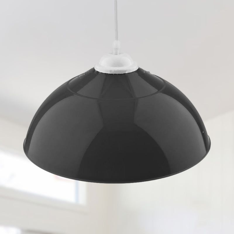 Modern Metallic Pendant Light In Polished Black/Grey - 1-Light Ceiling Hanging Fixture For Dining