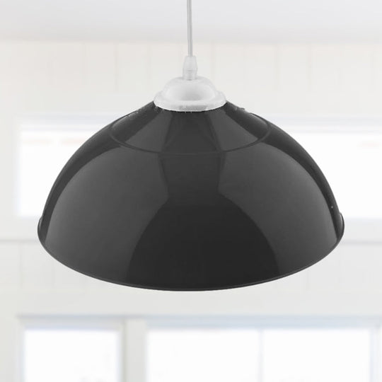 Modern Metallic Bowl Pendant Light - Polished Black/Grey Finish