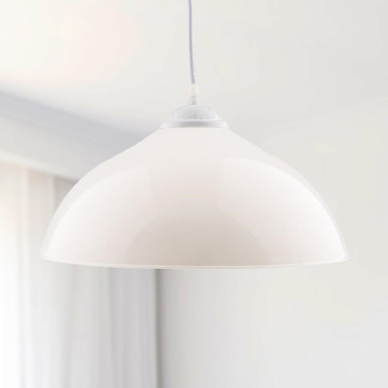 Modern Metallic Bowl Pendant Light - Polished Black/Grey Finish White