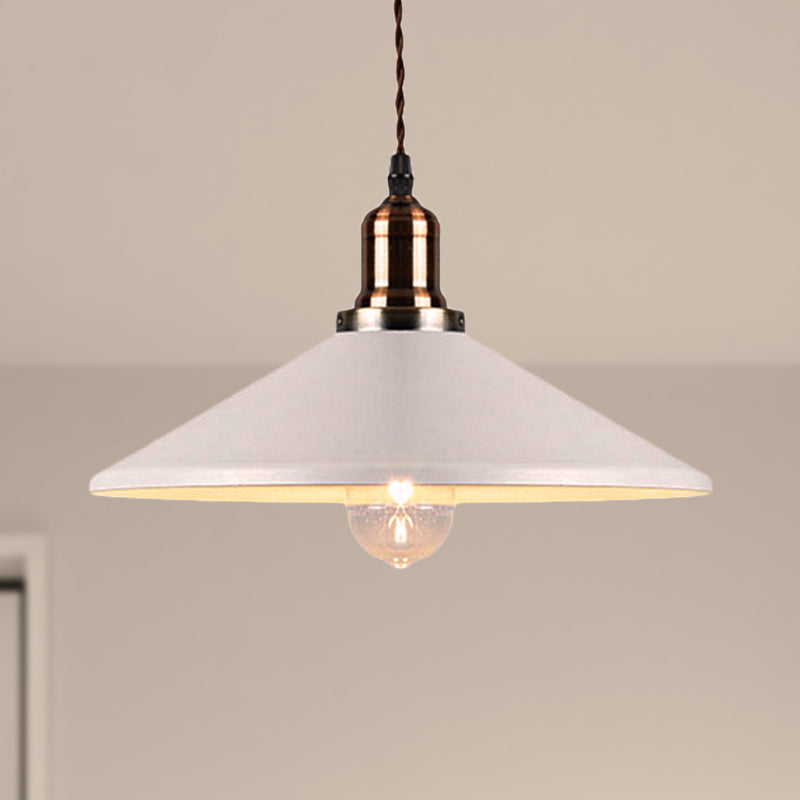 Stylish Cone/Saucer/Dome Shade Pendant Light For Restaurants - White Metal Hanging / Saucer
