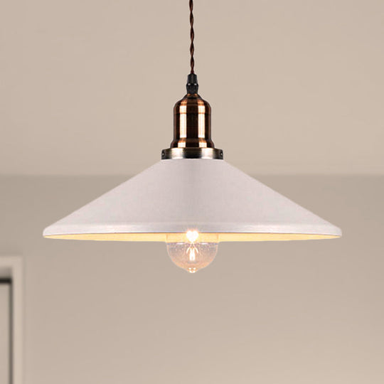 Stylish Cone/Saucer/Dome Shade Pendant Light For Restaurants - White Metal Hanging / Saucer