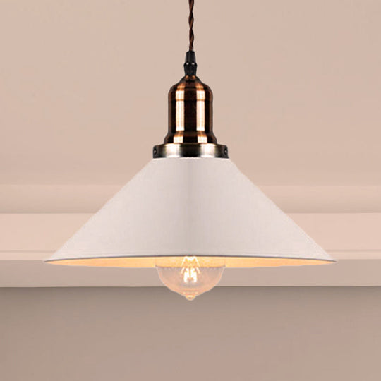 Stylish Cone/Saucer/Dome Shade Pendant Light For Restaurants - White Metal Hanging / Cone